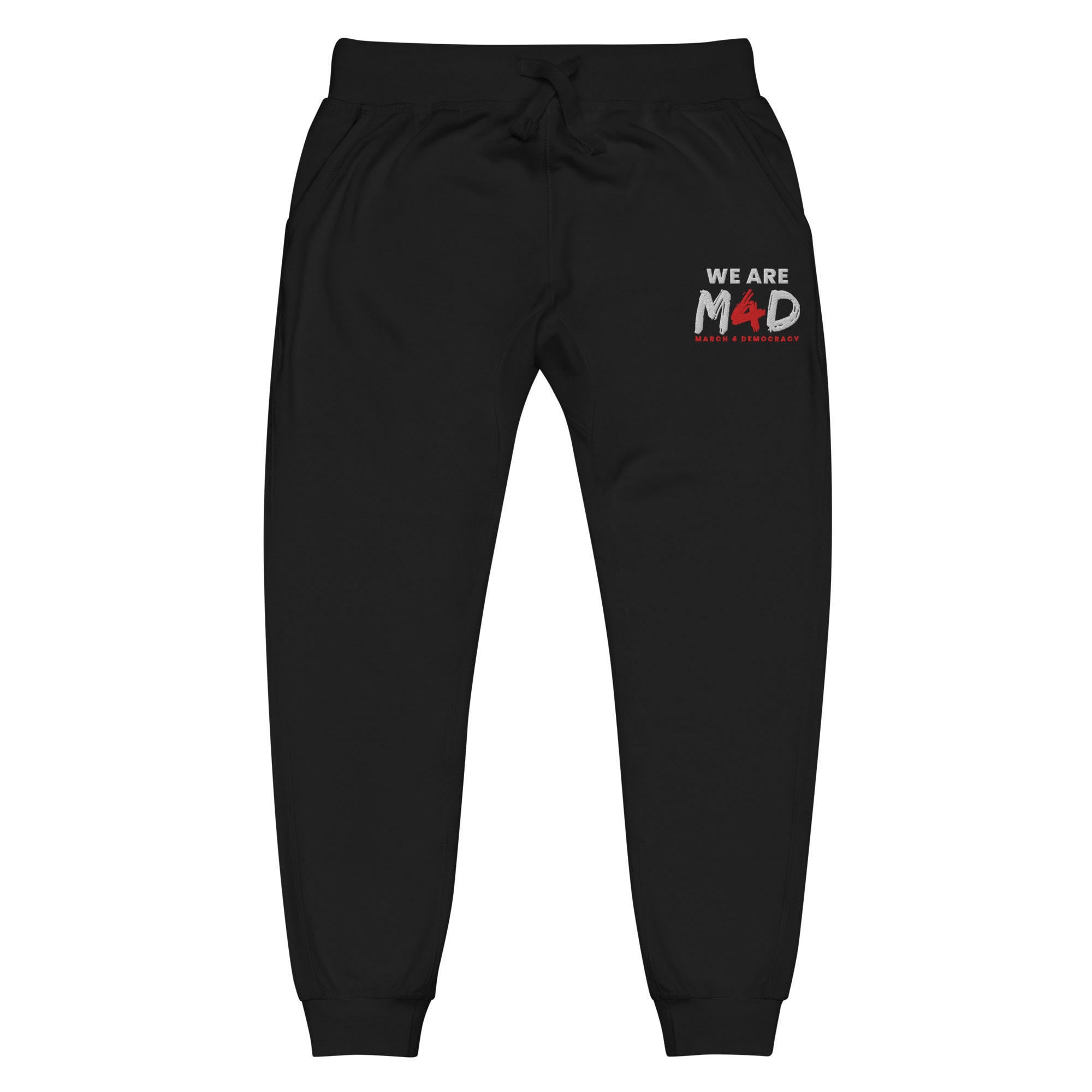 March 4 Democracy protest apparel pants promoting voting rights and democracy activism.
