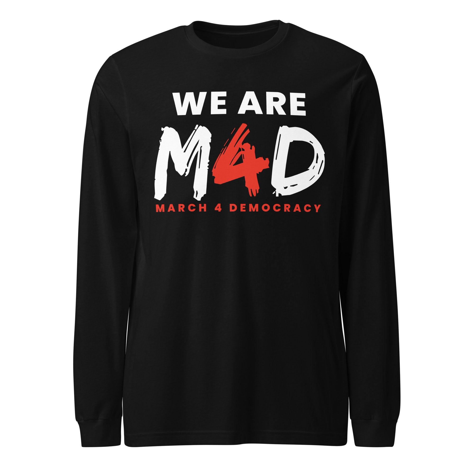 Anti-Trump protest sweatshirt supporting March 4 Democracy movement, political activism apparel.