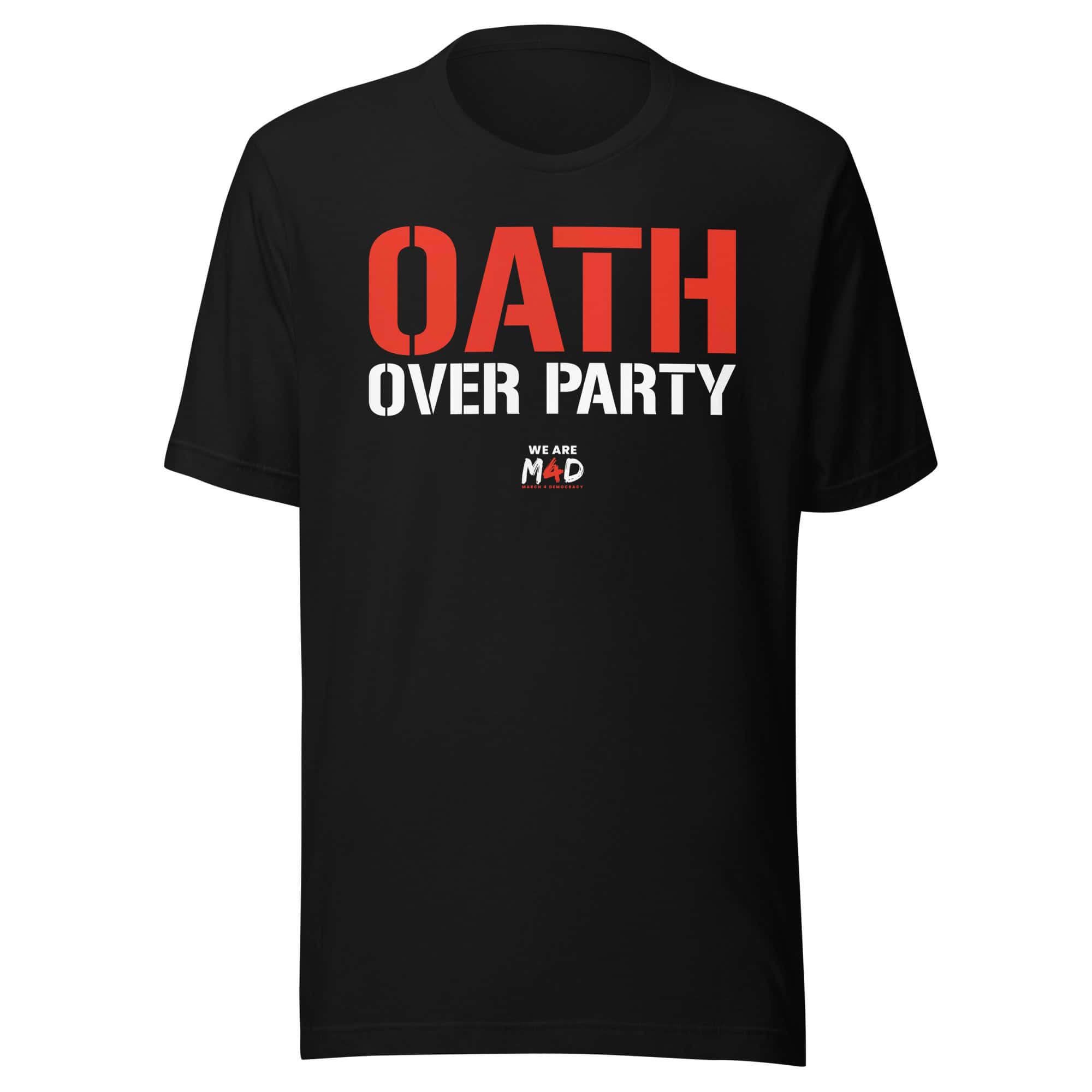 Oath Over Party T-shirt promoting democracy and civic engagement.