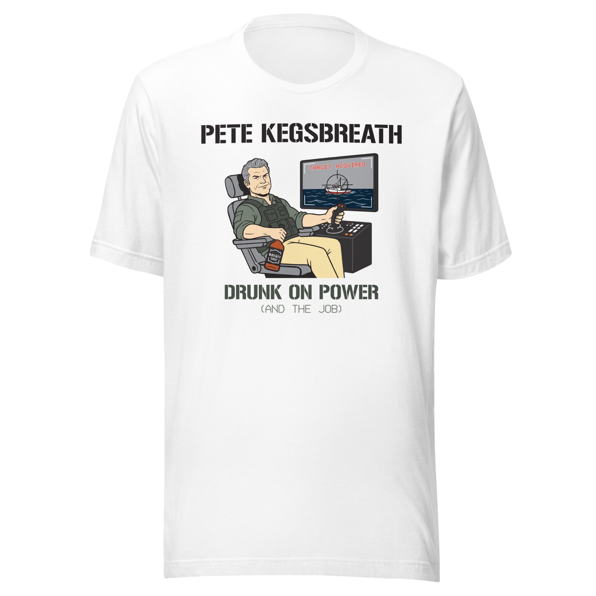 1. Pete Kegsbreath illustration, drinking whiskey while gaming, humorous political satire.