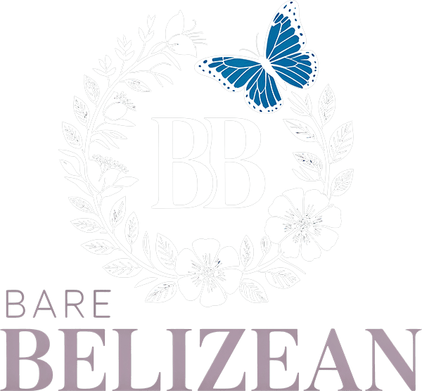 Blue butterfly on floral wreath logo promoting Bare Belizean March 4 Democracy movement.