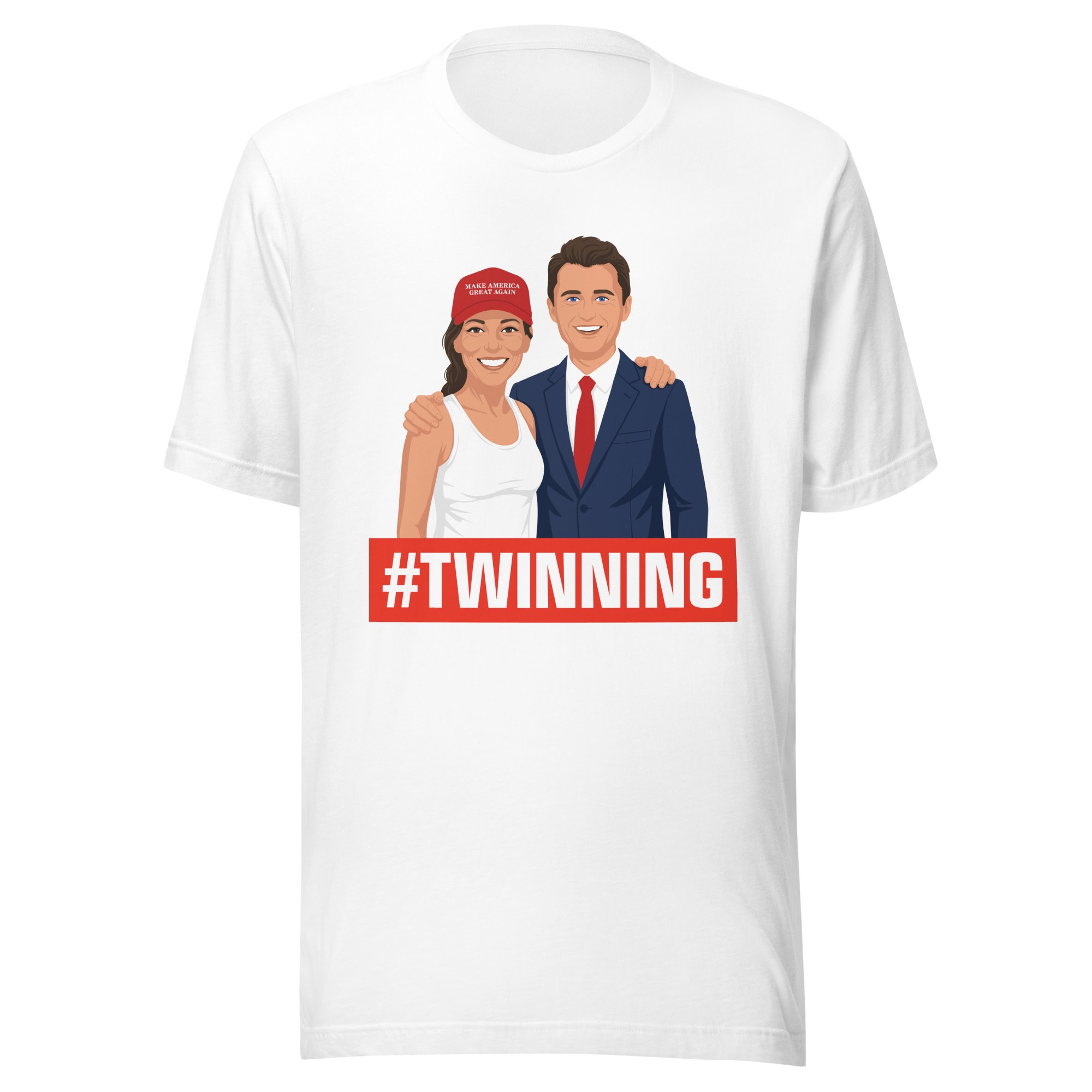 1. Supportive graphic of two people with "#TWAINING" message promoting democracy rally.