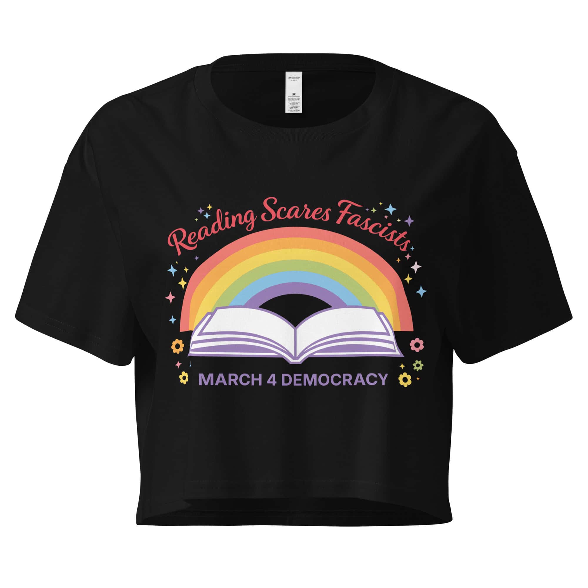 Reading scares fascists rainbow book pride March 4 Democracy shirt.
