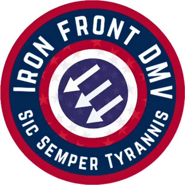 Empower democracy with Iron Front symbol promoting resistance against tyranny and authoritarianism.